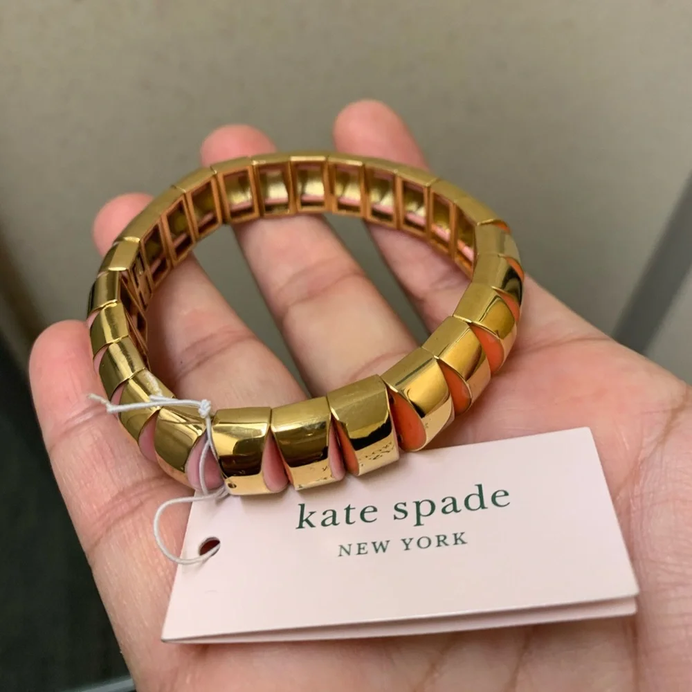 kate spade♠️sliced scallops metal stretch bracelet - Picture 6 of 8